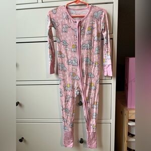 Little Sleepies Pink Elephant Kids Bamboo Footie Zippy 18-24 mo